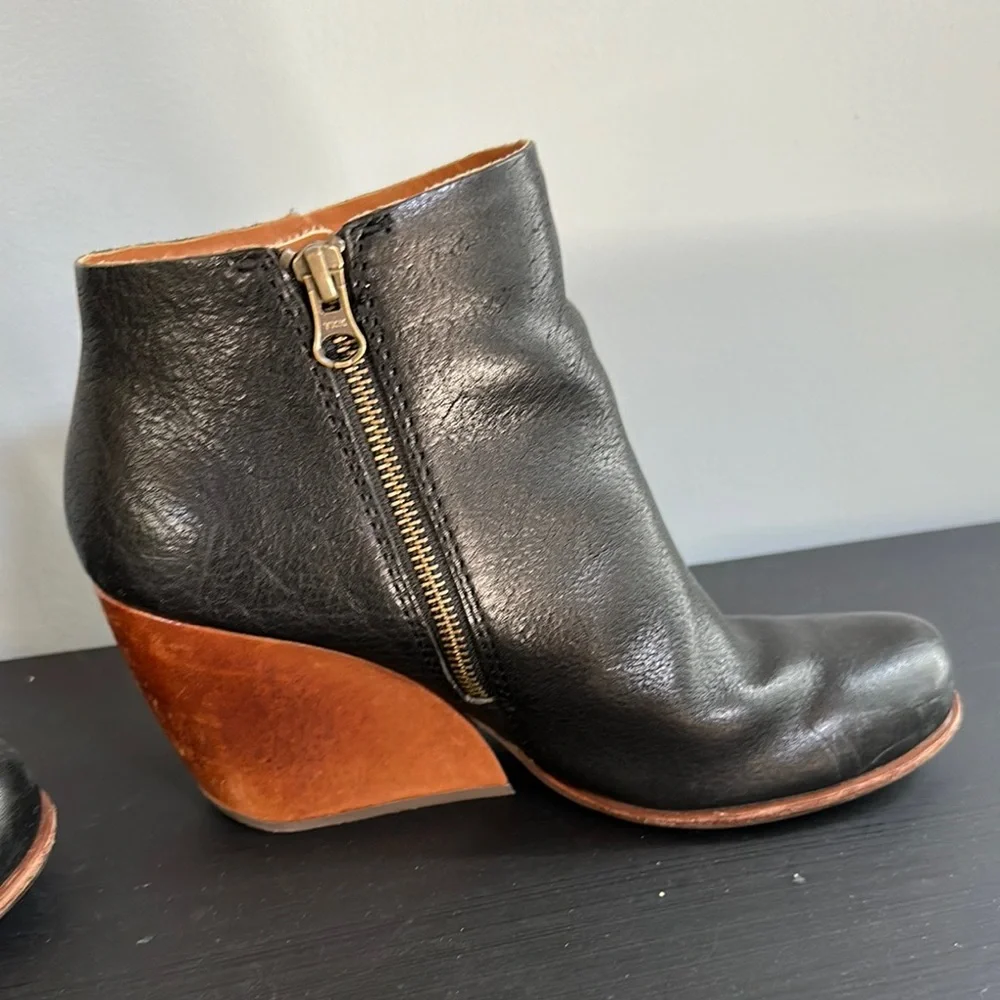 Stylish Black and Brown Wedge Ankle Boots